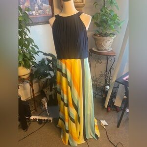 Chic Halter Maxi Dress with Stripes